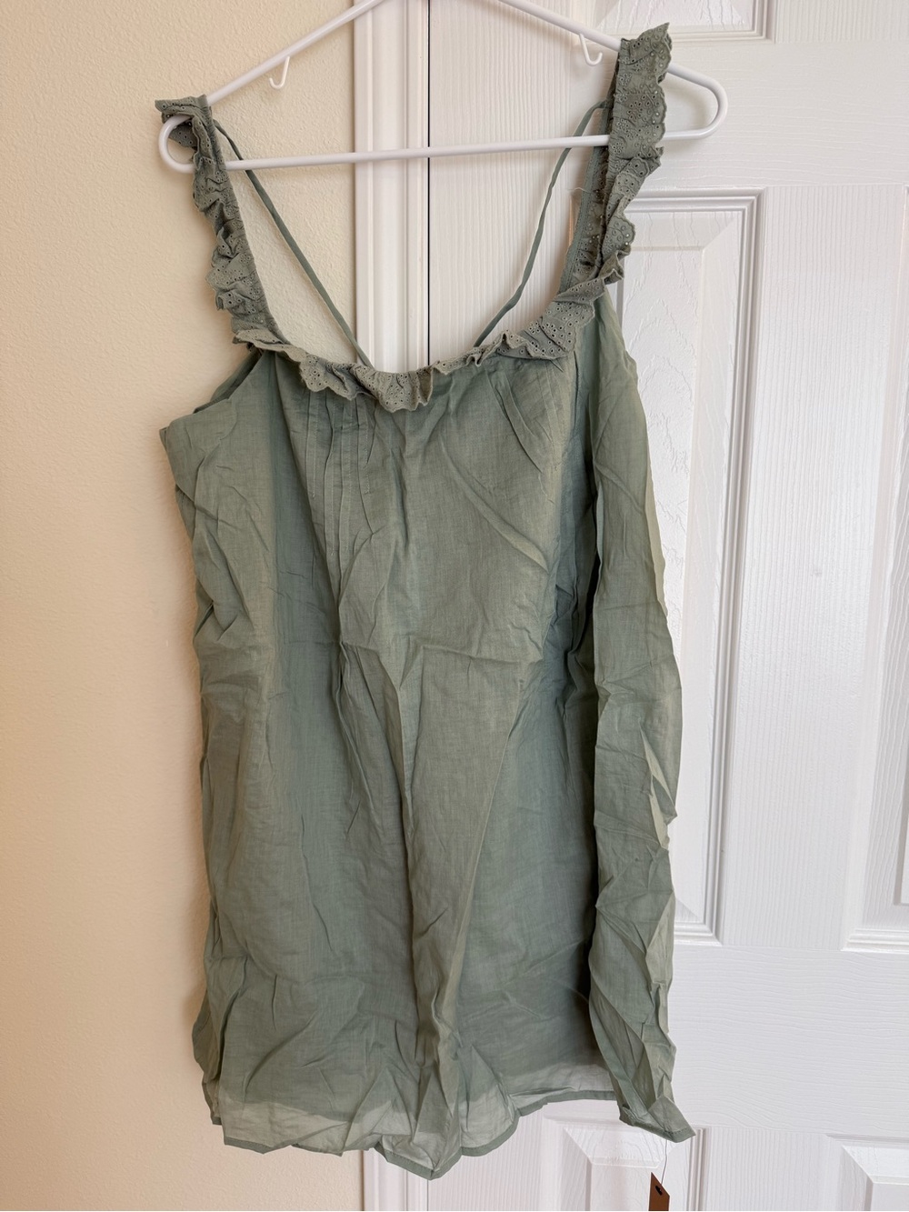 Reformation Tucker Shift Dress Celadon, 100% Cotton NWT